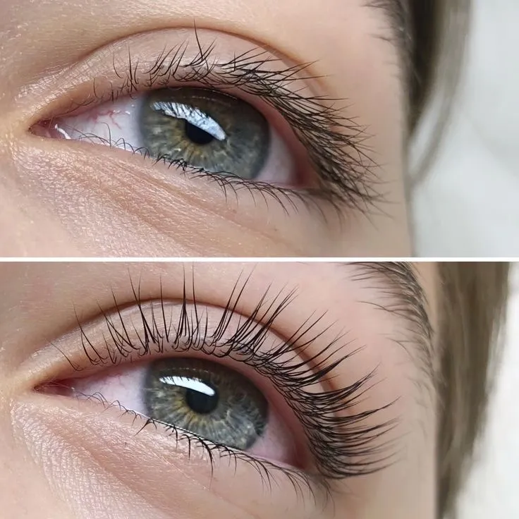 Lash lift before and after